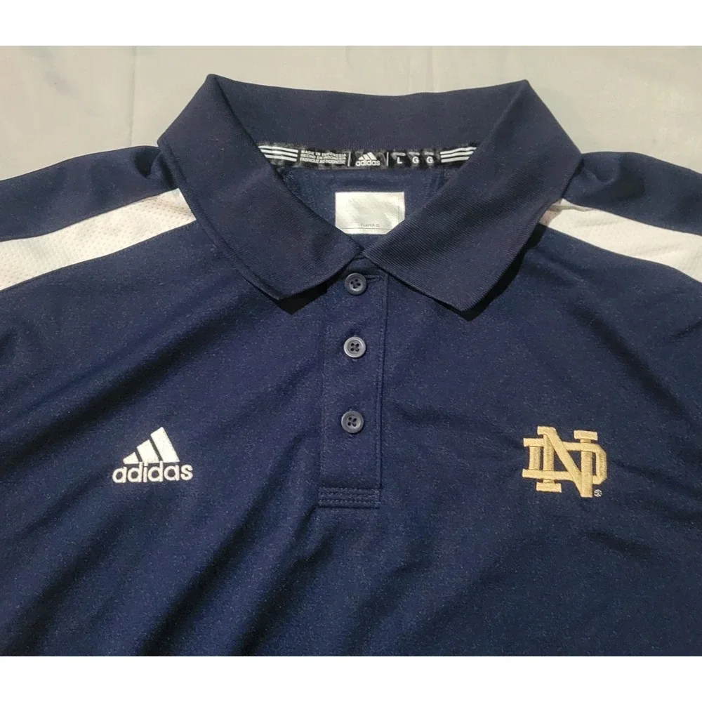 Notre‎ Dame Fighting Irish Mens Large L Golf Polo Shirt Adidas Climalite Euc